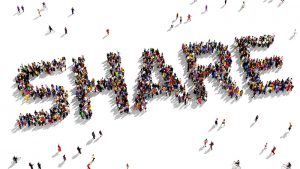 Large group of people seen from above gathered together in the form of "SHARE" text; Shutterstock ID 261282884; user id: 13284147; user email: hezuo@huxiu.com; user_country: China; discount: 38%